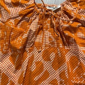 Mnuheaalii Vintage Orange Gingham Blouse